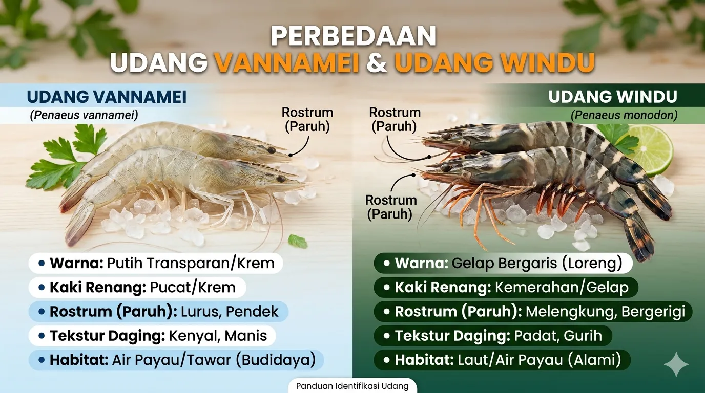 Perbedaan Udang Vannamei dan Udang Windu: Mana yang Lebih Menguntungkan?