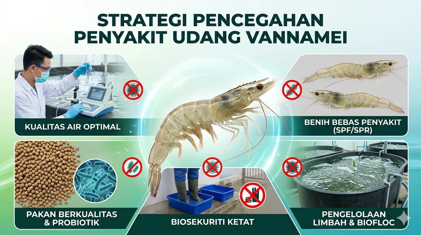 Strategi Pencegahan Penyakit Udang Vannamei: Biosekuriti dan Manajemen Imun