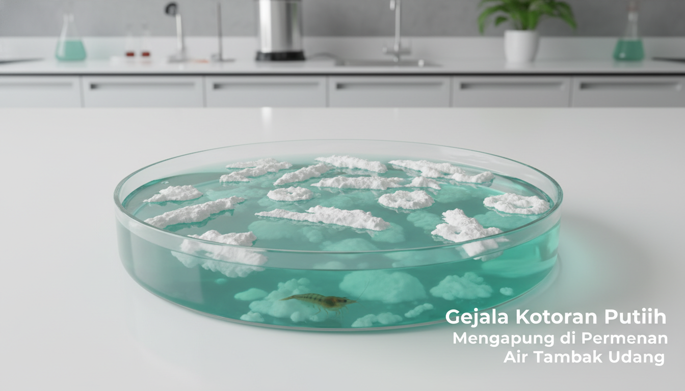 Gejala kotoran putih mengapung di permukaan air tambak udang