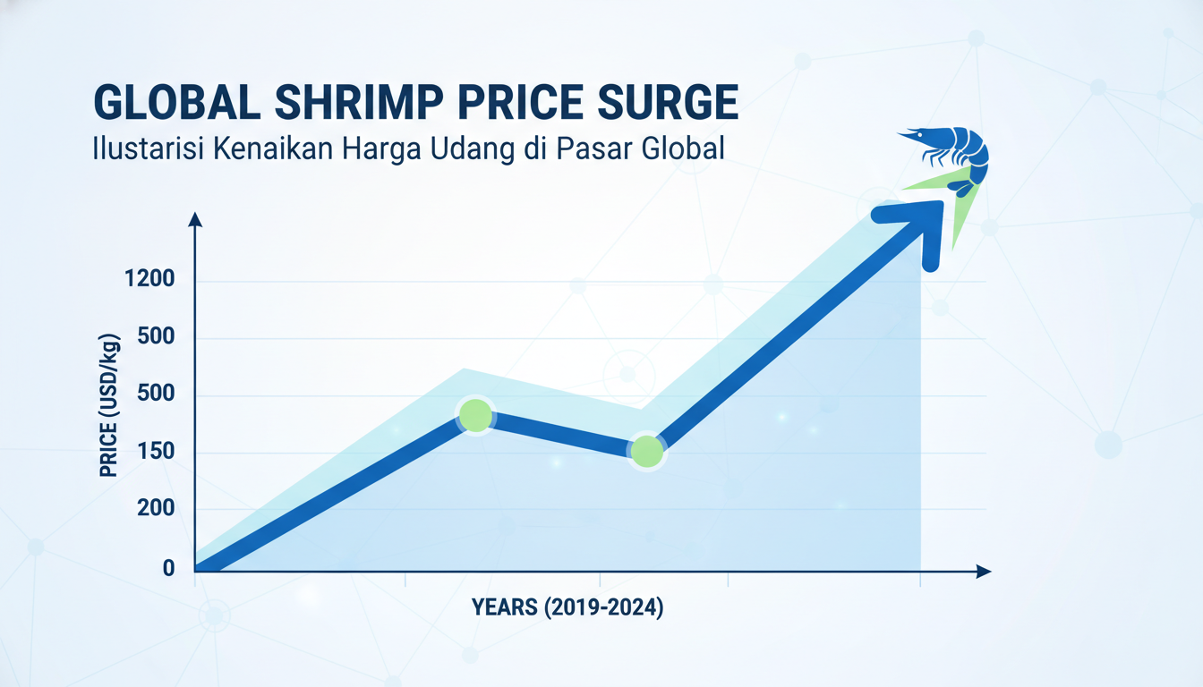 Ilustrasi grafik kenaikan harga udang di pasar global