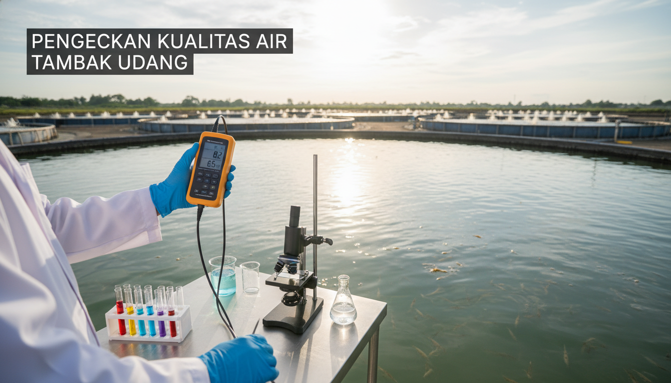Pengecekan kualitas air tambak udang