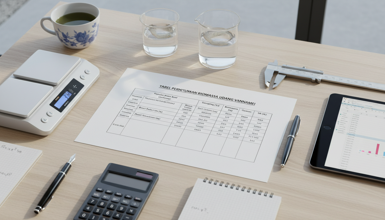 Tabel perhitungan biomassa udang vannamei